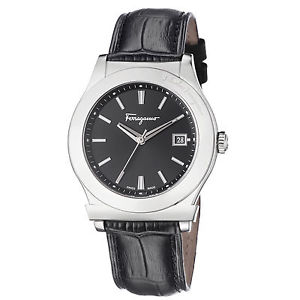Ferragamo Men's FF3950014 1898 Black Dial Black Leather Date Wristwatch