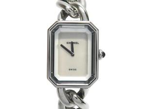 Auth CHANEL PREMIÈRE White Quartz Watch Size L H3249 SS