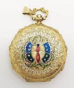 Very Rare, Antique, 18k Gold, PATEK & CO. Enamel Pendant Watch