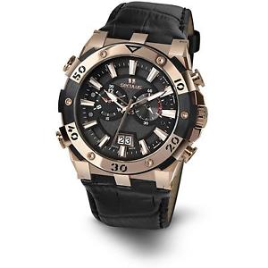 SECULUS MEN'S BRAVE 46MM LEATHER BAND QUARTZ WATCH 4512.5.5020B LB 2TRB B