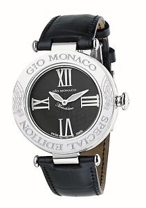 Gio Monaco Women's 777A-F Mandolino Luminous Black Dial Leather Wristwatch