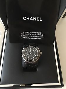 Chanel J12 Classic Steel Black Ceramic Automatic Wrist Watch Diamond Dial