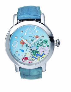 Gio Monaco Women's 800-F Season Blue Aquatic Dial Leather Watch