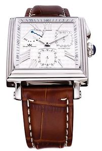 Yonger and Bresson Men's YBH 8304H-02 Automatic Brown Calfskin Date Watch