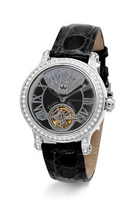 Yonger and Bresson Womens YBD 8512-02 Automatic Black Leather Black Dial Watch