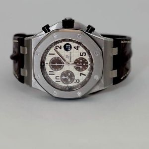 Royal Oak Offshore Ivory Dial Brown Alligator Leather Men's Watch 26470STOOA801C