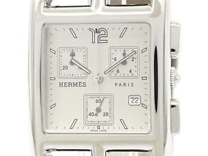 Polished HERMES Cape Cod Chronograph Steel Quartz Mens Watch CC1.910 (BF109476)