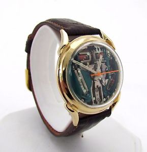 Vintage 1960'S Bulova Accutron Tuning Fork "Spaceveiw" 14 Kt Yellow Gold Watch