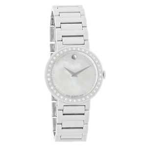 Movado Concerto Series Ladies MOP Diamond Swiss Quartz Watch 0606421