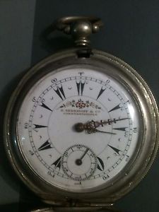Antique Pocket Watch  Sterling Silver K.Serkisoff  & Co. Constantinople   1860's