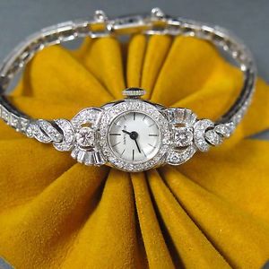 2.00cttw DIAMONDS  HAMILTON 14k White Gold Luxury Vintage Ladies Watch