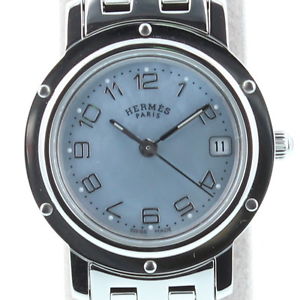 Pre-Owned HERMES Clipper Nacres Quartz  Blue Shell Dial Women Watch CL4.210, ML