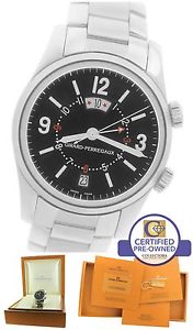 MINT Mens Girard Perregaux Traveler II Alarm GMT Stainless Black 40mm Date Watch