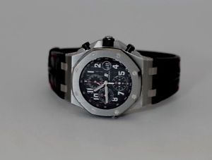 Audemars Royal Oak Offshore Black Dial Black Alligator Leather Men's Watch 26470