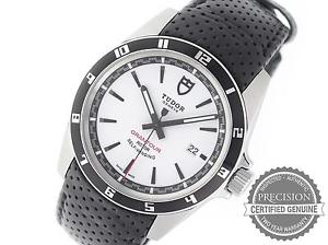 TUDOR GRANTOUR AUTOMATIC MEN'S 42MM WHITE DIAL BLACK LEATHER STRAP 20500N