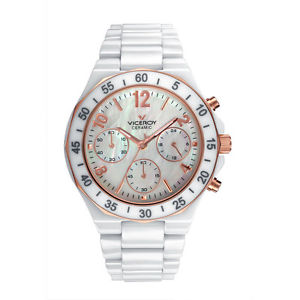 Viceroy Women's 47600-95 White Mother of Pearl Dial Ceramic Chronograph Watch
