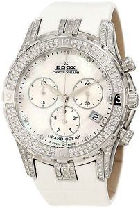 Edox Women's 10404 3DB NAD Grand Ocean Chronograph MOP Diamond Watch