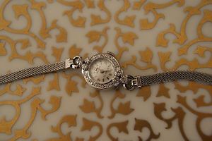 Vintage Waltham Diamond 14k White Gold Antique Estate Ladies Watch