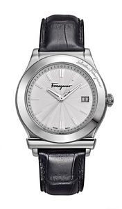 Salvatore Ferragamo Men 1898 Watch F62LBQ9902 S009 White Dial Black Leather Date