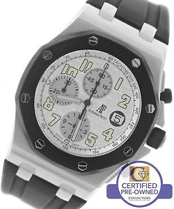 MINT Audemars Piguet Royal Oak Offshore 42mm Rubberclad Silver White 25940 Watch