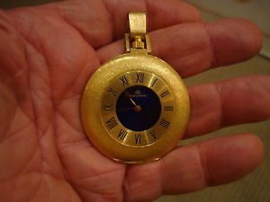 Movado 18KT 46 Grams. Half Hunter Pocketwatch Blue & White Porcelain Dial MINT