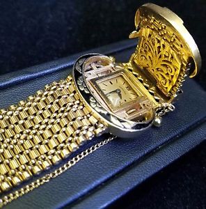 Hamilton Vintage 14k Yellow Gold Bracelet Hidden Watch Belt Buckle Jewelry 64.6