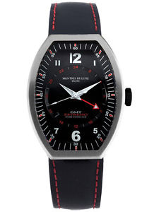 Montres De Luxe Men's EXN 9603 Estremo Luminous Black Dial Leather Date Watch