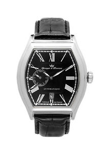 Yonger & Bresson Men's YBH 8342-11 Chenonceau Automatic Black Leather Date Watch
