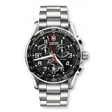 Victorinox Swiss Army Silver Stainless Band Black Dial - Men's Watch 241443