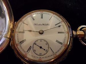 heavy14k tri color gold case 1899 Hamilton 925 pocket watch serviced