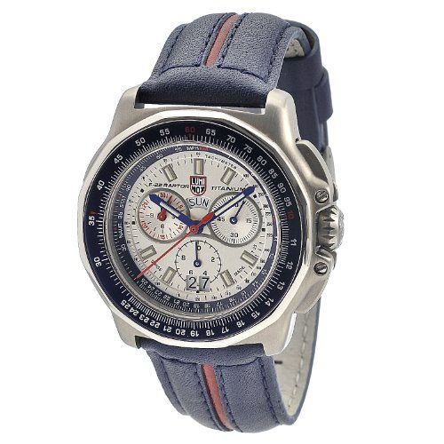 Luminox Men's 9273 F-22 Raptor 9200 Series Blue Leather Band With Red Stripe, Re