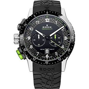Edox Men's 10305 3NV NV Chronorally 1 Analog Display Swiss Quartz Black Watch