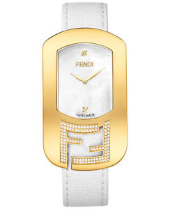 JUST IN!! FENDI Timepieces Women's Swiss Chameleon Diamond White Leather Watch