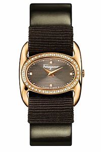 Ferragamo Women's FIE050015 VARINA Diamonds Gold IP Brown Leather Wristwatch