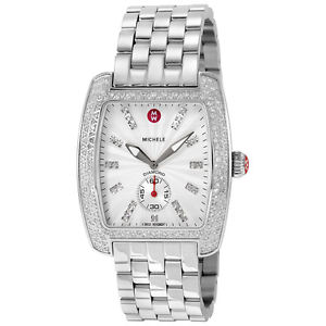 NEW Authentic Michele Large Urban Diamond Dial Silver Tone MWW02T000001 Watch