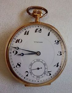 Antique Switzerland Vulcain Solid 18K Rose Gold Open Face Pocket Watch 67,4 gram