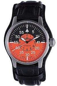 Fortis Men's Flieger Cockpit 595.11.13 L.01 Orange Automatic Black Leather