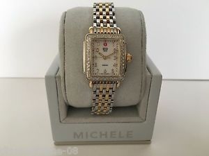NEW MICHELE DECO MINI TWO-TONE DIAMOND MOP DIAL LADIES WATCH MW06001C5025