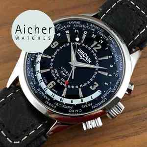 Vulcain Cricket GMT Alarm Automatic Men´s Black Watch ref. 100108 . 028