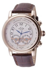 GV2 by Gevril Mens 8103 Montreux Chronograph Brown Leather Watch Limited Edition