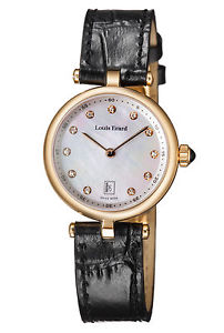 Louis Erard Women's Romance Watch 10800PR24.BRCA5 Diamond MOP Dial Black Leather