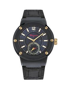 Ferragamo Men's FAZ010016 F-80 Luminous Blue Leather Date Wristwatch