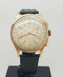 Vintage 18K Pink Gold Girard Perregaux Chronograph Watch Cal 04 Excelsior Parck