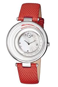 GV2 by Gevril Women's 1600L Vittoria Diamonds MOP Dial Red Leather Watch