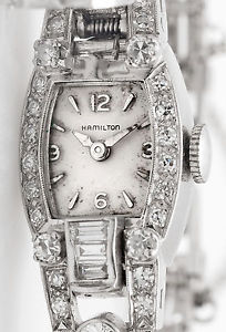 Vintage 1950 $12,000 5ct VS G Diamond Platinum Hamilton Ladies Watch COVERED 33g