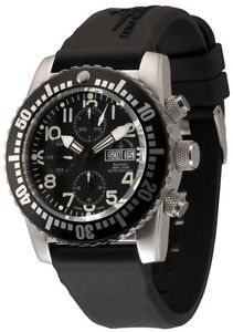 Zeno-Watch Herrenuhr - Airplane Diver Automatic Chronograph Numbers, black - 634