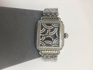 NWT MICHELE Art Deco SILVER Black Diamond Dial WATCH MW06T01A1993 $3300