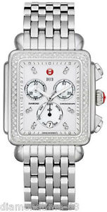 %100 AUTHENTIC NEW MICHELE DECO XL DIAMOND CHRONOGRAPH WOMENS WATCH MWW06Z000001