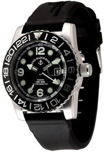 Zeno-Watch Herrenuhr - Airplane Diver Automatic GMT Points (Dual Time), black -