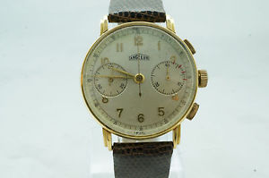 Vintage ANGELUS Cal 215 18k Solid Gold Chronograph Mens Watch Excellent 1940's